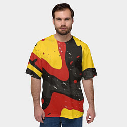 Футболка оверсайз мужская Красные желтые оранжевые пятна краски абстракция, цвет: 3D-принт — фото 2