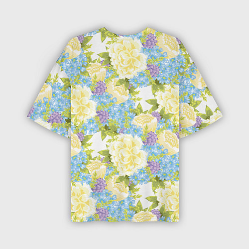 Мужская футболка оверсайз Пышные цветы / 3D-принт – фото 2