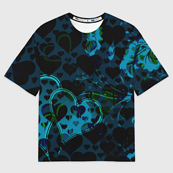 Футболка оверсайз мужская Сердечки узоры, цвет: 3D-принт