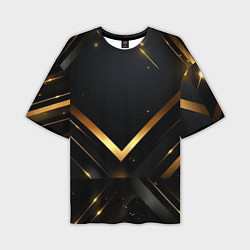 Мужская футболка оверсайз Gold luxury black abstract