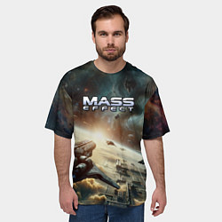 Футболка оверсайз мужская Масс эффект - космос, цвет: 3D-принт — фото 2