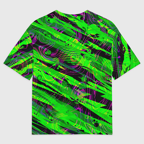 Мужская футболка оверсайз Зеленые узоры паттерны / 3D-принт – фото 2