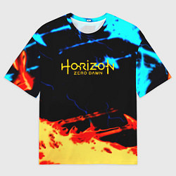 Мужская футболка оверсайз Horizon zero dawn огонь и лёд