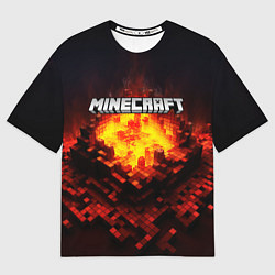 Футболка оверсайз мужская Minecraft огненные кубики, цвет: 3D-принт