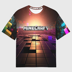 Футболка оверсайз мужская Minecraft логотип и кубы, цвет: 3D-принт