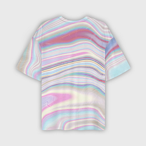 Мужская футболка оверсайз Мрамор узор розово-голубой / 3D-принт – фото 2