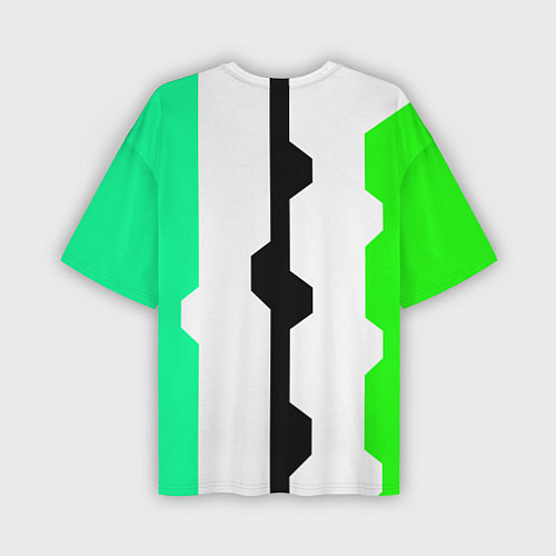 Мужская футболка оверсайз Техно линии зелёный / 3D-принт – фото 2