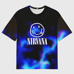 Мужская футболка оверсайз Nirvana flame ghost steel