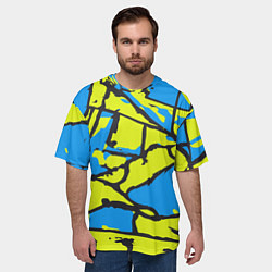 Футболка оверсайз мужская Жёлто-голубая графика, цвет: 3D-принт — фото 2