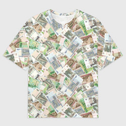 Мужская футболка оверсайз Российские денежные купюры