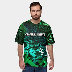 Футболка оверсайз мужская Minecraft logo в стиле киберпанк, цвет: 3D-принт — фото 2