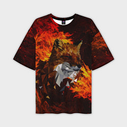 Футболка оверсайз мужская Fire fox flame, цвет: 3D-принт
