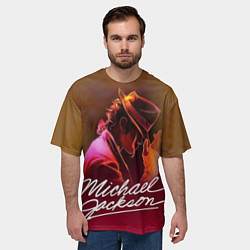Футболка оверсайз мужская Michael Jackson нарисованный кистью, цвет: 3D-принт — фото 2