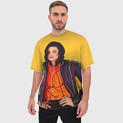 Футболка оверсайз мужская Michael Jackson на золотом фоне с графикой, цвет: 3D-принт — фото 2
