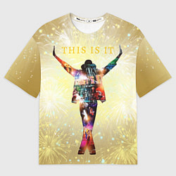 Мужская футболка оверсайз Michael Jackson THIS IS IT - с салютами на золотом
