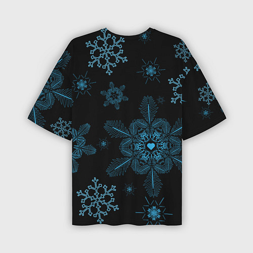 Мужская футболка оверсайз Cнежинки - snowflakes / 3D-принт – фото 2