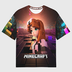 Футболка оверсайз мужская Minecraft девушка в мире кубиков, цвет: 3D-принт