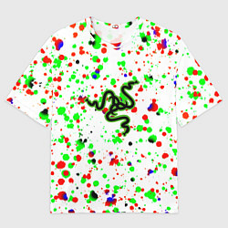 Мужская футболка оверсайз Razer краски абстрактные