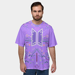 Футболка оверсайз мужская BTS - ARMY Цветочный принт, цвет: 3D-принт — фото 2