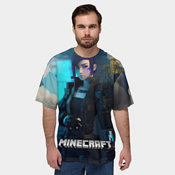 Футболка оверсайз мужская Minecraft cyberpunk woman, цвет: 3D-принт — фото 2