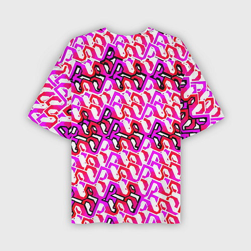 Мужская футболка оверсайз Розовый узор и белая обводка / 3D-принт – фото 2