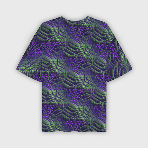 Мужская футболка оверсайз Фиолетово-зеленые ромбики / 3D-принт – фото 2