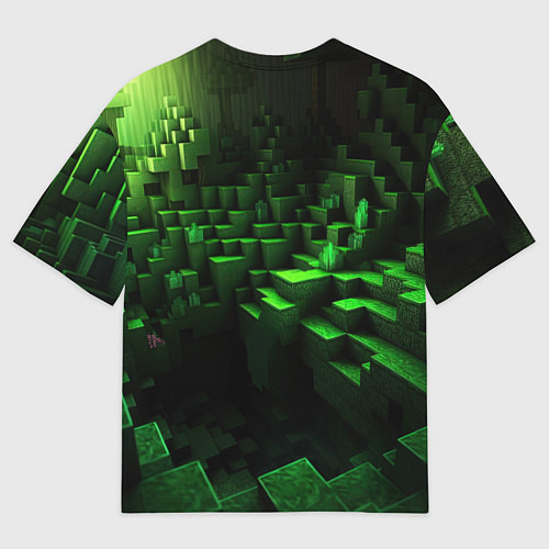 Мужская футболка оверсайз Minecraft зеленый персонаж в пещере / 3D-принт – фото 2
