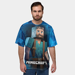 Футболка оверсайз мужская Minecraft персонаж синий фон, цвет: 3D-принт — фото 2