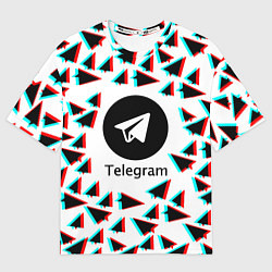 Футболка оверсайз мужская Telegram logo pattern steel, цвет: 3D-принт