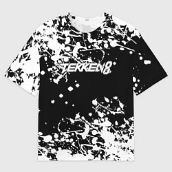 Мужская футболка оверсайз Tekken 8 брызги белых красок