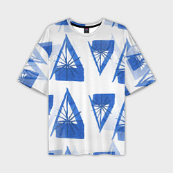 Мужская футболка оверсайз Акварельные треугольники со снежинками