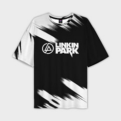Мужская футболка оверсайз Linkin park рок бенд краски