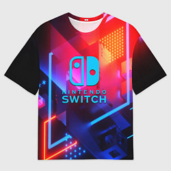 Мужская футболка оверсайз Нинтендо неоновый стиль игромания