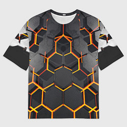 Мужская футболка оверсайз Нано соты шестиугольник