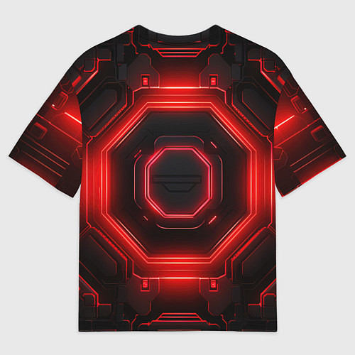 Мужская футболка оверсайз Nvidia style black and red neon / 3D-принт – фото 2