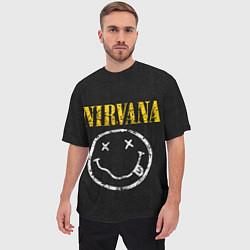 Футболка оверсайз мужская Джинсовка с nirvana, цвет: 3D-принт — фото 2