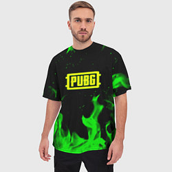 Футболка оверсайз мужская PUBG кислотное лого огненный стиль, цвет: 3D-принт — фото 2