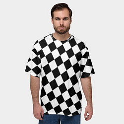 Футболка оверсайз мужская Шахматные клетки абстракция, цвет: 3D-принт — фото 2