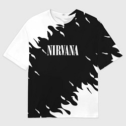 Футболка оверсайз мужская Nirvana текстура огонь, цвет: 3D-принт