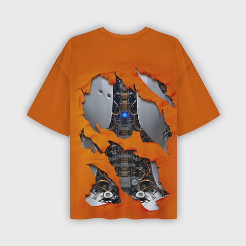 Мужская футболка оверсайз Кибермеханизм мужской оранжевый / 3D-принт – фото 2