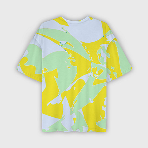 Мужская футболка оверсайз Салатово-жёлтые пятна / 3D-принт – фото 2