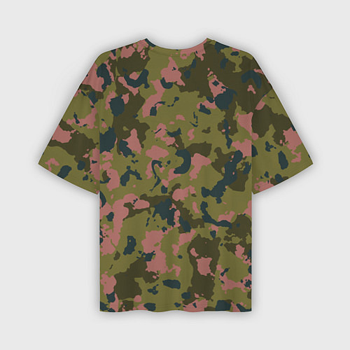 Мужская футболка оверсайз Камуфляжный паттерн зеленый с розовыми пятнами / 3D-принт – фото 2
