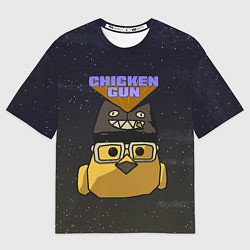 Футболка оверсайз мужская Chicken gun space, цвет: 3D-принт