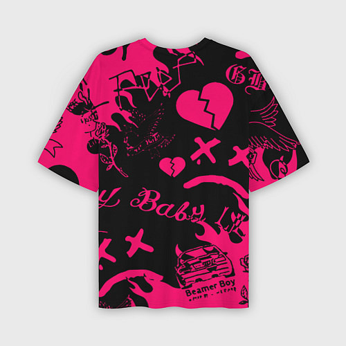Мужская футболка оверсайз Lil peep pink steel rap / 3D-принт – фото 2
