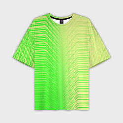 Мужская футболка оверсайз Зелёные градиентные линии