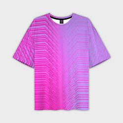 Мужская футболка оверсайз Розовые градиентные линии