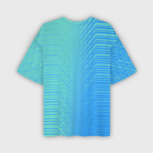 Мужская футболка оверсайз Голубые градиентные линии / 3D-принт – фото 2