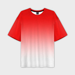 Футболка оверсайз мужская Красно белый градиент, цвет: 3D-принт