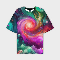 Мужская футболка оверсайз Космическая неоновая фантазия - нейросеть