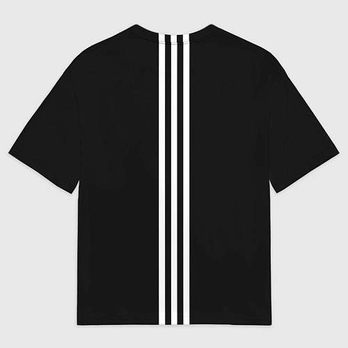 Мужская футболка оверсайз СССР гост три полоски на черном фоне / 3D-принт – фото 2